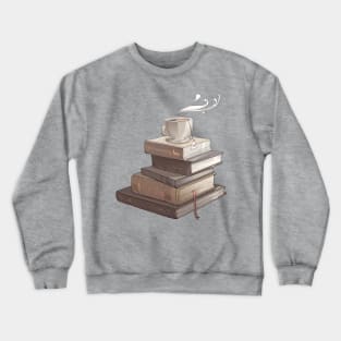 Stack of Books and Teacup Crewneck Sweatshirt